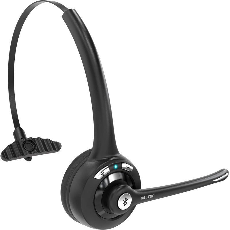 Delton 10X Bluetooth Computer Headset, Over-The-Head Single Ear Wireless Headset with Noise Canceling Mic for Computer/Laptop/Call Center/Truck Driver, Works with All Meetings Apps - Black - Image 1